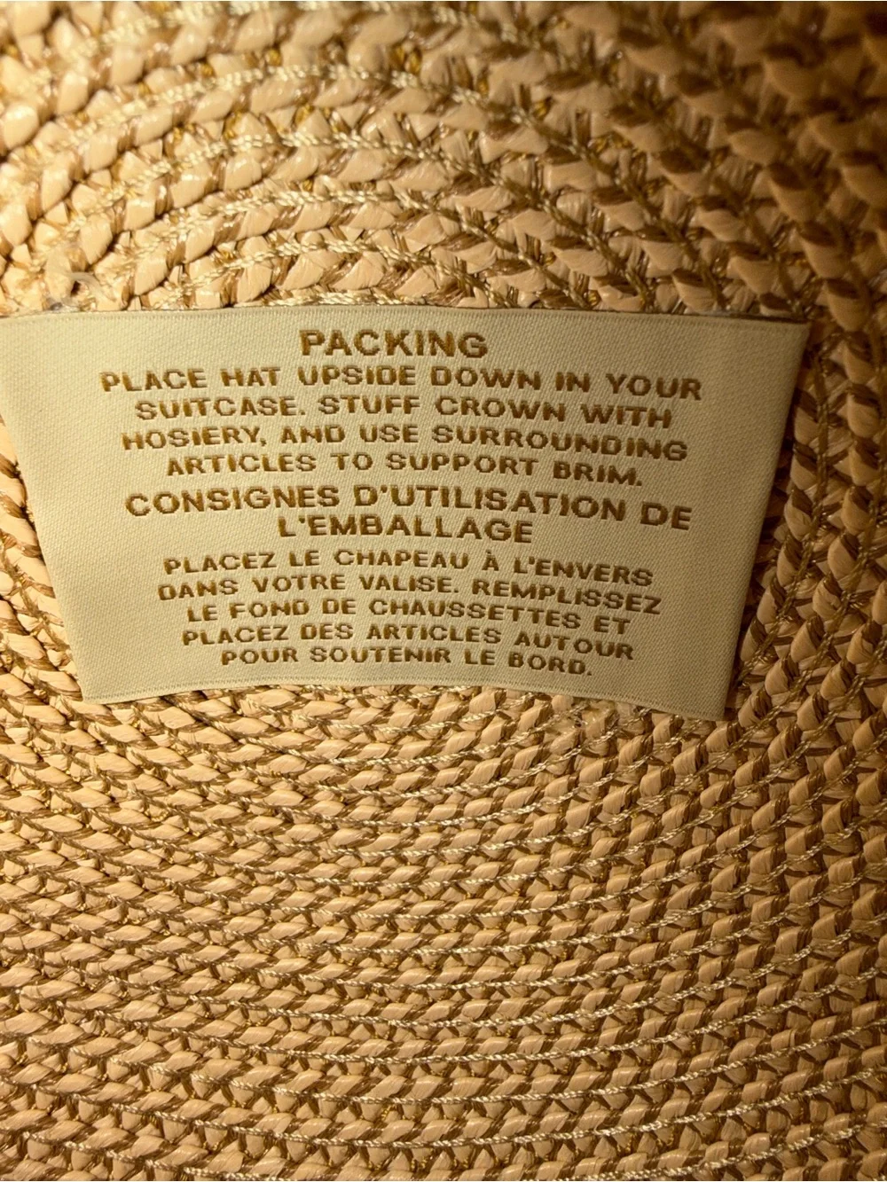 Eric Javits Women’s Wide-Brim Straw Sun Hat - Tan NWOT